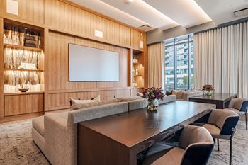 Community screening room at 903 peachtree apartments in atlanta, ga 30309